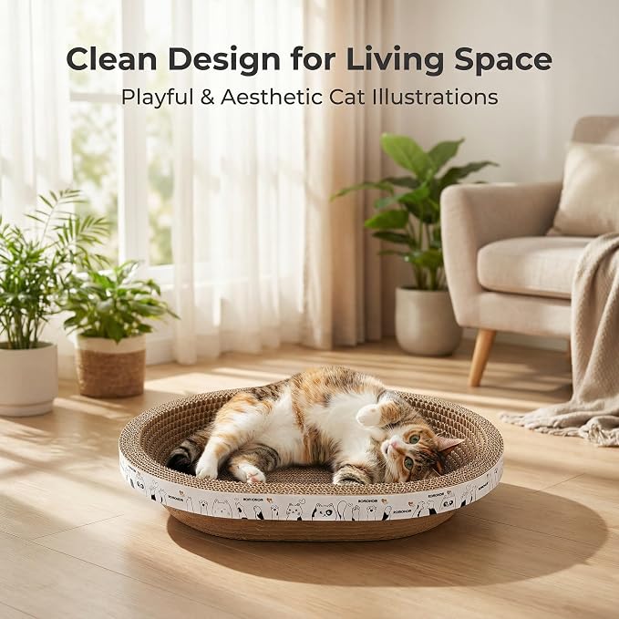 4-Piece Cardboard Cat Scratcher Bed Set - Image 6
