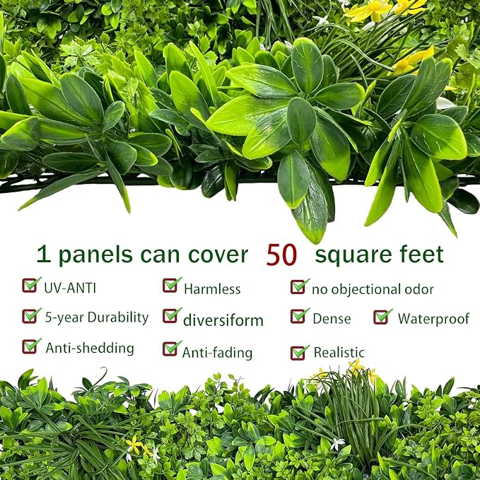 Artificial Plant Wall Roll: 60 X 120 in UV-Anti Ivy Privacy Fence Screen Faux - Image 3