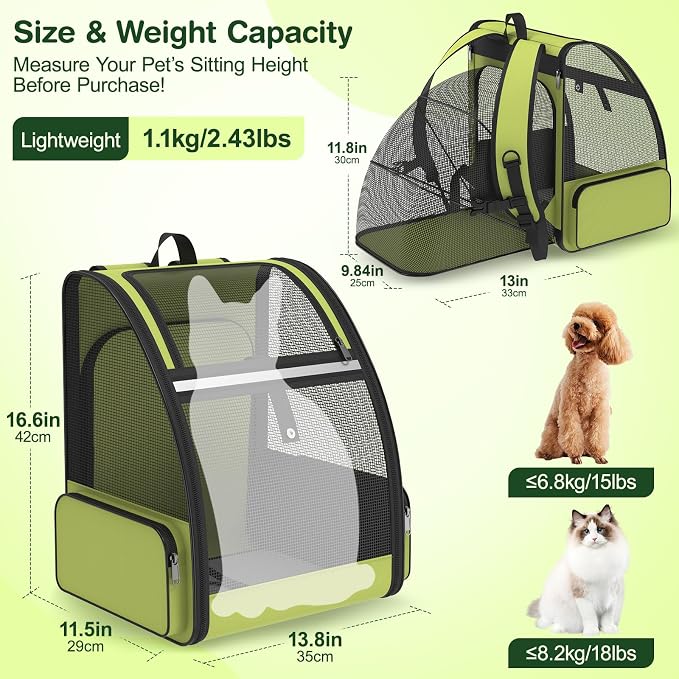 Cat Backpack Carrier for Travel Hiking: Expandable Foldable Breathable Mesh - Image 6