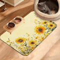 Yellow Floral Feeding Mat, Sunflower Absorbent Quick-Dry Cat Dog Food and Water by Unknown