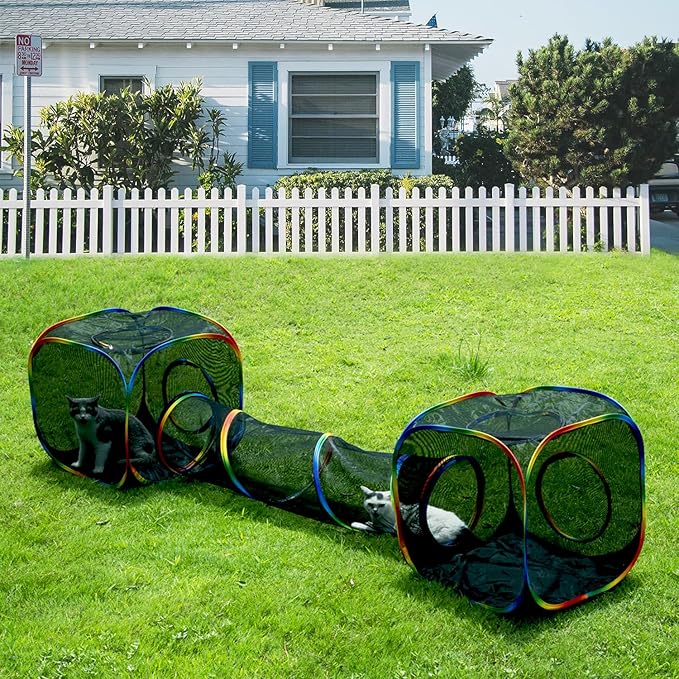LUCKITTY Outdoor Rainbow Cat Enclosures Playground, Outside House by MAKEPETLUCKY-WelcometoCatTunnelClub