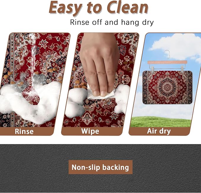Vintage Carpet Boho Pet Feeding Mat, Absorbent Quick-Dry Cat Dog Food and Water - Image 4