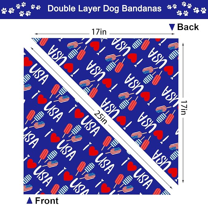 4th of July Dog Bandanas, Patriotic Holiday Party Pet Decorations 2 Pack - Image 5