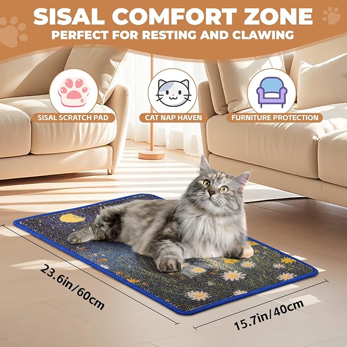 Sisal Cat Scratcher Mat, Cat Wall Scratcher - Image 2