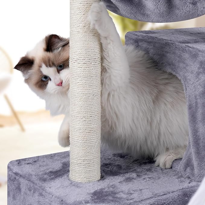 37.4" Cat Tree Tower with Twin Cat Condos - Image 4