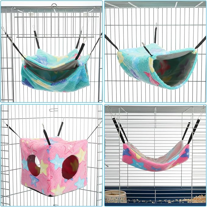 Sadnyy 8 Pcs Velvet Ferret Hammock Washable Rat Hides Guinea Pig Cage - Image 2