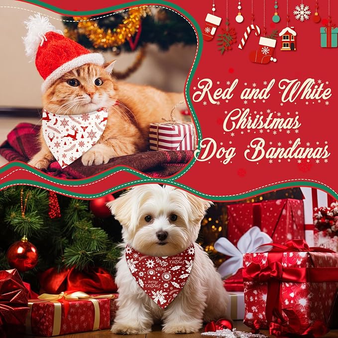 Abbylike 50 Pcs Valentines Day Dog Bandanas Bulk Red and White Polka Dots - Image 2