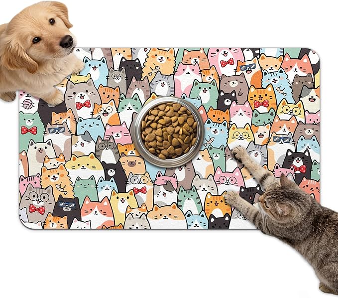 Dog Food Mat for Bowls, Absorbent Quick Dry Dog Cat Mats for Food and Water by Unknown