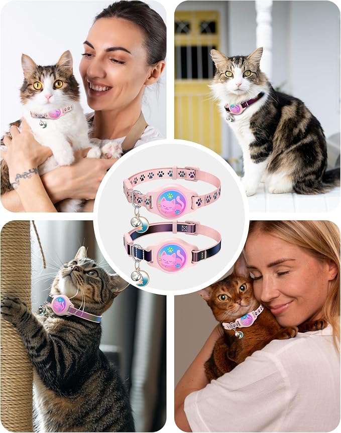 Cat Collar with Airtag Holder, 2 Pack Waterproof Breakaway Kitten Collar - Image 7