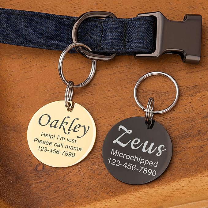 Anavia Personalized Pet ID Tags, Stainless Steel Glossy Laser Engraved Dog Cat - Image 3