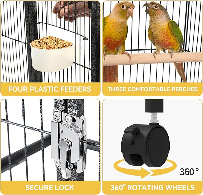 DWVO 41-inch Metal Bird Cage: Large Parrot Cages - Image 6