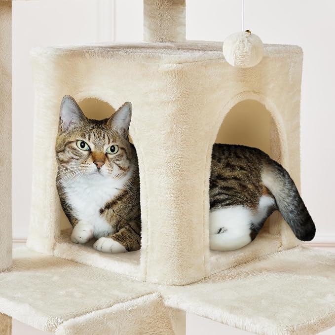 Yaheetech XL Cat Tree, 80in Multi-Level Cat Tower w/Scratching Posts, Double - Image 8