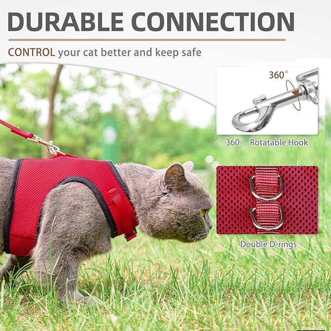 PUPTECK Soft Mesh Cat Vest Harness and Leash Set Puppy Padded Pet Harnesses - Image 4
