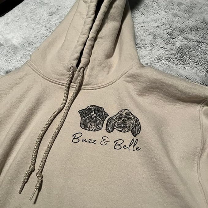 Personalized Dog Hoodie Sweatshirt, Custom Line Art Portrait Dogs Cats Hoodie - Image 6