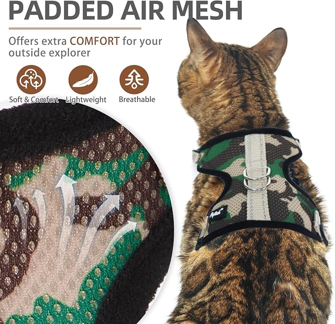 PUPTECK Cat Harness and Leash Set Escape Proof, Reflective Adjustable Soft Mesh - Image 2