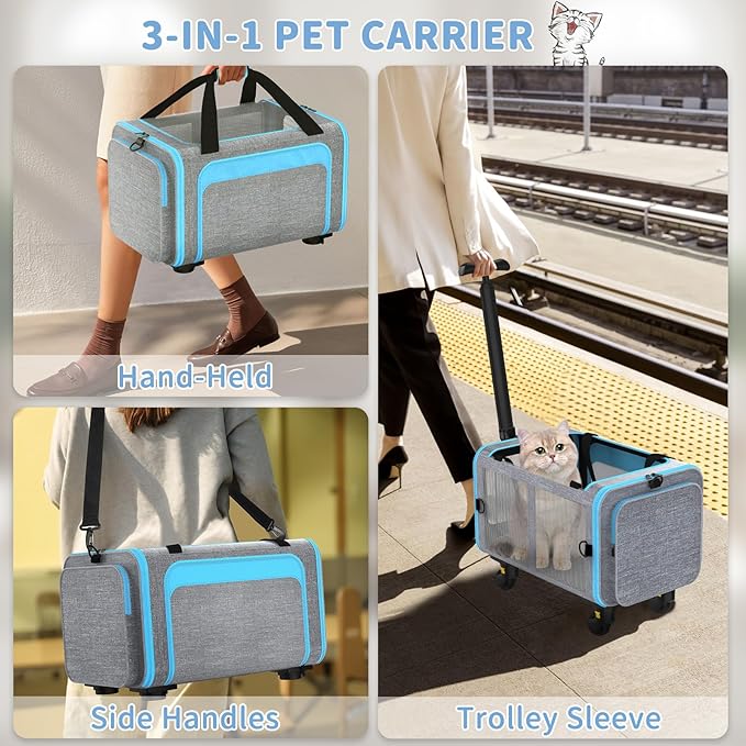 Rolling Pet Carrier with Detachable Wheels - Image 5