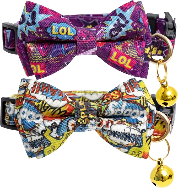 Faygarsle 2 Pack Cotton Designer Breakaway Cats Collar by Faygarsle