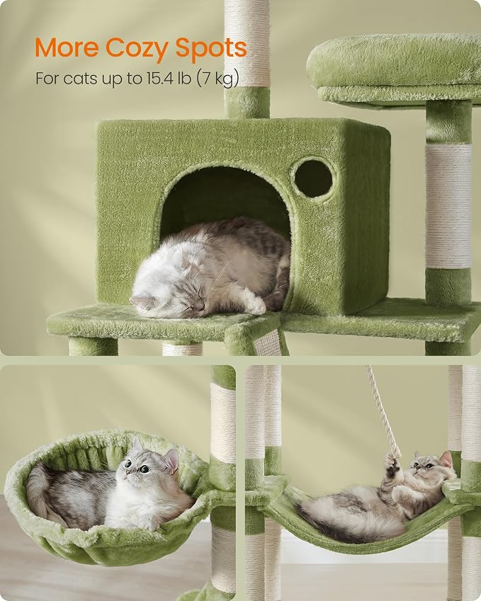 Feandrea Cat Tree, 81.1-Inch Large Cat Tower, 2 Perches, 2 Caves - Image 4