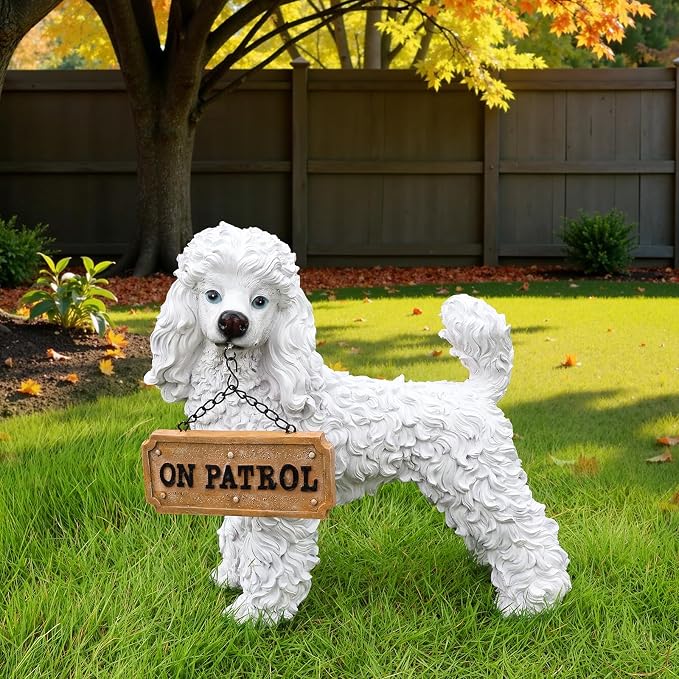 Poodle Statue Outdoor Decorations – Dog Statues Outdoor Standing White Poodle - Image 4