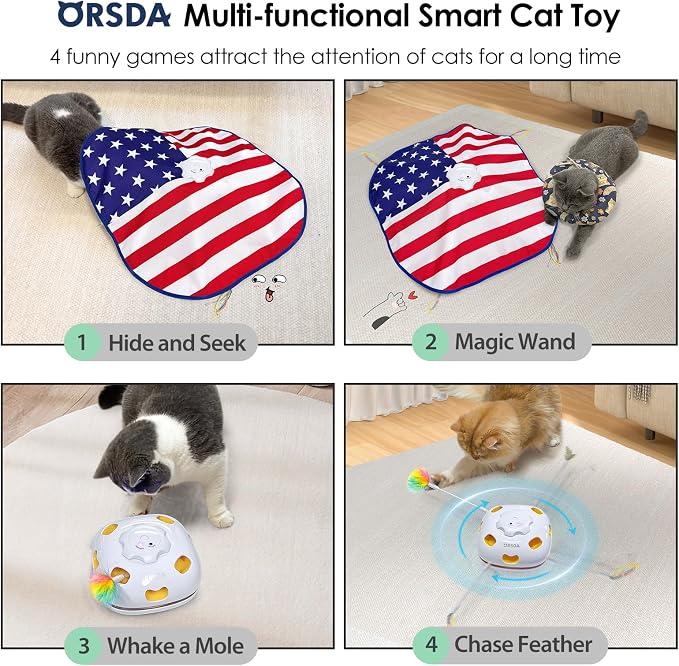 ORSDA Interactive Cat Toys for Indoor, 4 in 1 Automatic Cat Toy for Kitten - Image 2