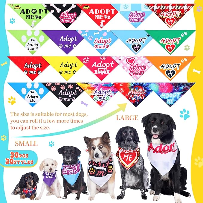 30 Pcs Adopt Me Dog Bandanas Bulk Pet Bibs Colorful Triangle Scarf Pet Adopt Me - Image 4