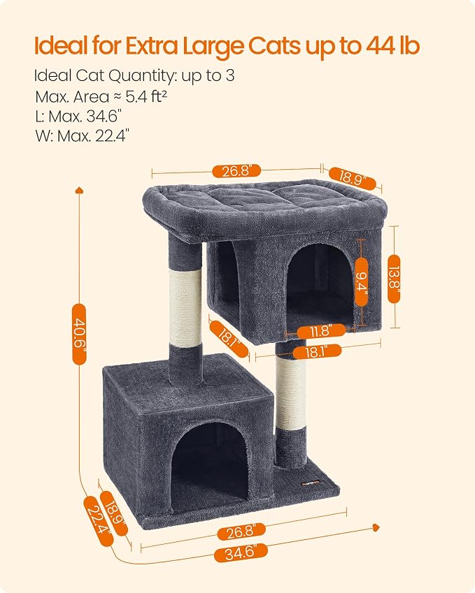 Feandrea Cat Tree, 40.6-Inch Cat Tower, Plush Condo - Image 6