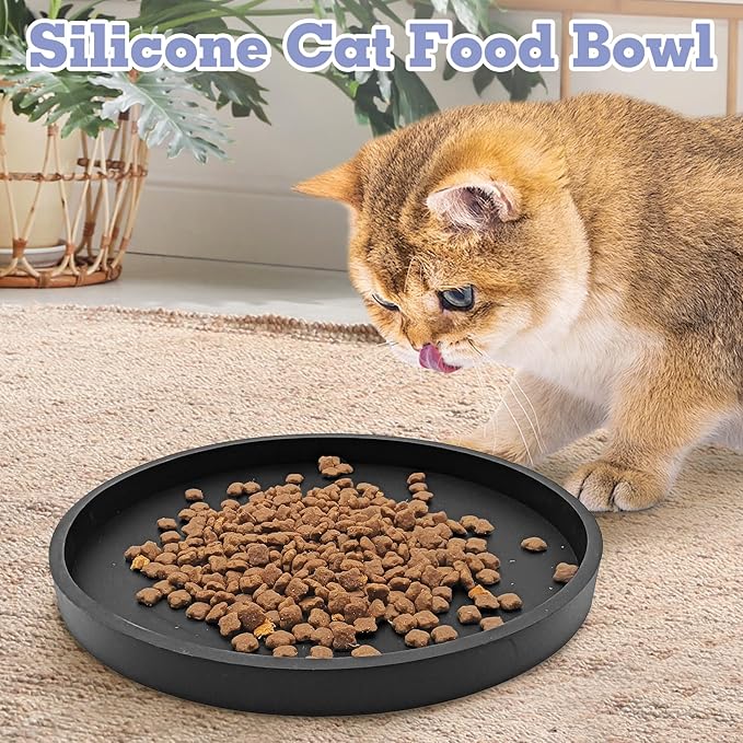 BNOSDM 2 Pack Cat Feeding Mat Pet Silicone Food Mat Black Dog Feeding Mats - Image 5