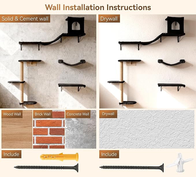 Wall Mounted Cat Furniture Set of 4 – 4 in 1 Cat Wall Shelves - Image 8