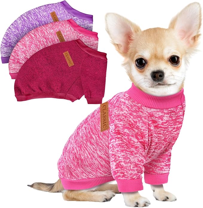 3 Pack Dog Sweaters for Small Dogs Girl Boy Winter Fleece Clothes Warm Soft Dog by BAOBICUTE