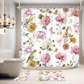4 PCS Pink Floral Birds Bathroom Set by Ufeela