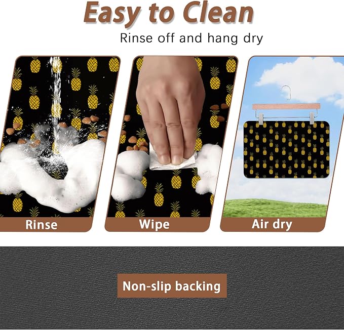 Dog Food Mat for Floors, Pineapple Tropical Absorbent Quick-Dry Pet Feeding Mat - Image 4