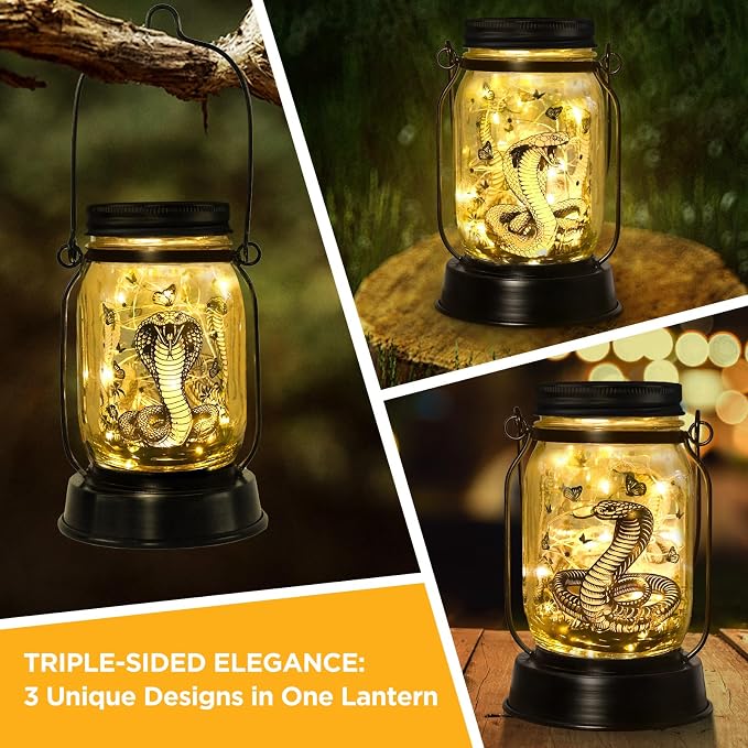 Snake Gifts for Women/Men Snake Solar Lanterns Mom Birthday King Cobra Snakes - Image 3