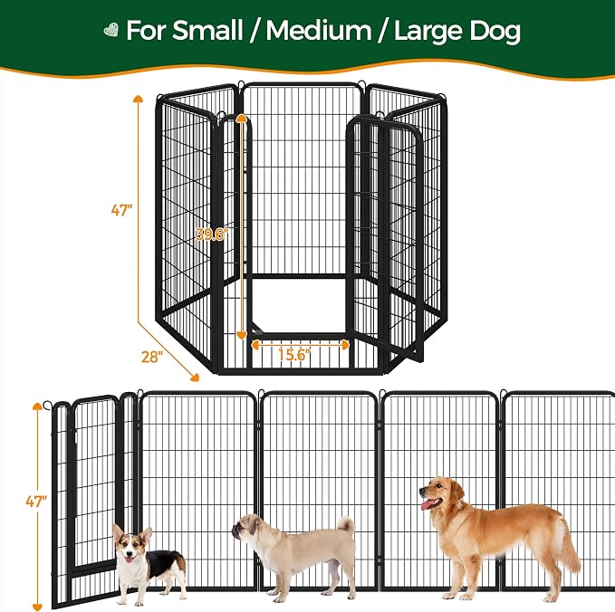 Yaheetech Dog Playpen Outdoor, 47 inch 6 Panels Dog Pen Indoor Heavy Duty Puppy - Image 4