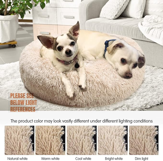 Calming Dog Bed for Medium Dogs Washable Donut 30 inches Anti-Slip Pet Bed - Image 2