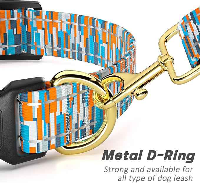 Reflective Dog Collar for Small Dogs, Cute Boho Adjustable Heavy-Duty Nylon
