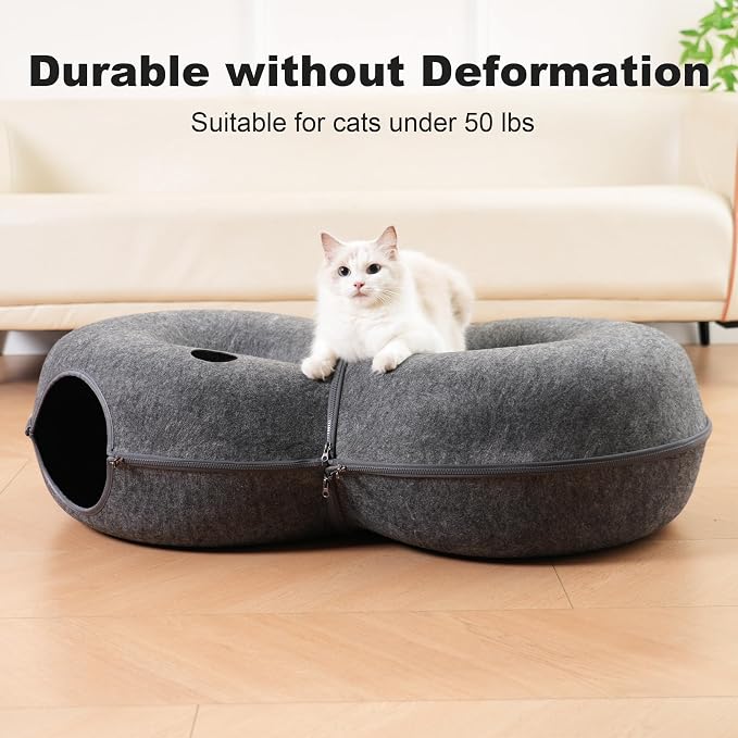 8-Shaped Large Cat Tunnel Bed for Indoor Cats, Infinite Circulation Peekaboo - Image 4