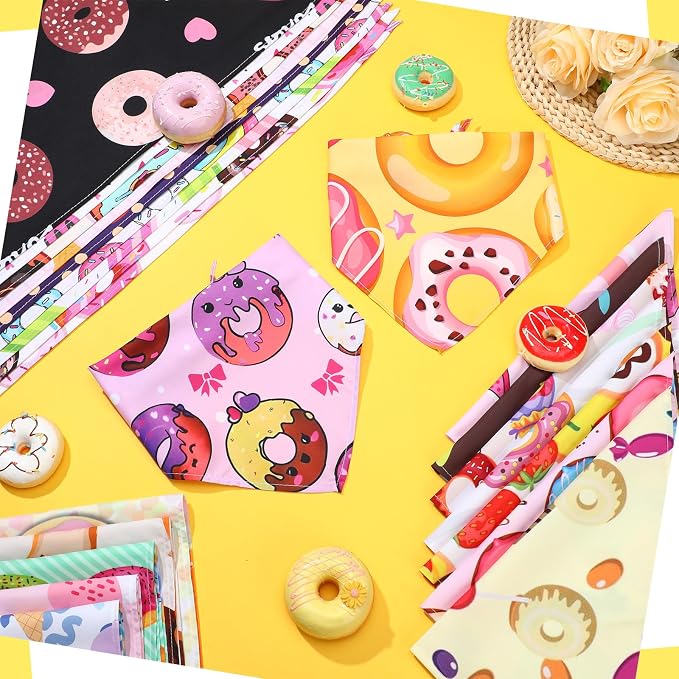 100 Pcs Donut Dog Bandanas Bulk Pet Bibs Colorful Triangle Scarf Donut Pet - Image 4