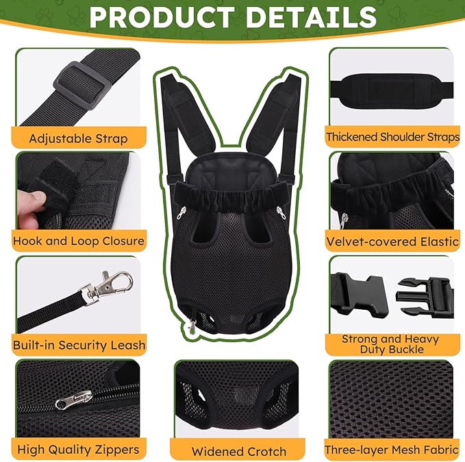 Pet Carrier Backpack, Hands-Free Adjustable Dog Front Carrier Legs Out & - Image 2