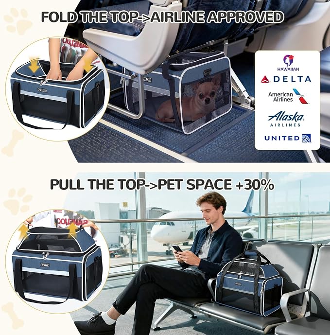 Lekereise Top-Expandable Pet Carrier 17x11x9.5 Inch Alaska Hawaiian Airline - Image 2