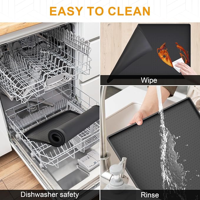 Mofason Pet Food Mat Waterproof Dog Mat 24”x16” Large – 0.5” inch Raised Edge - Image 7