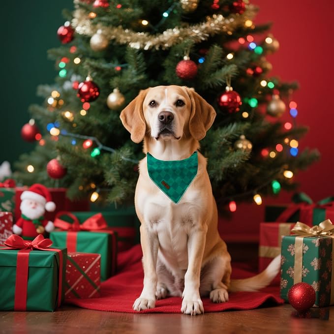 Lionet Paws Christmas Dog Bandana Washable Cotton Borwn Handkerchief Scarf - Image 3