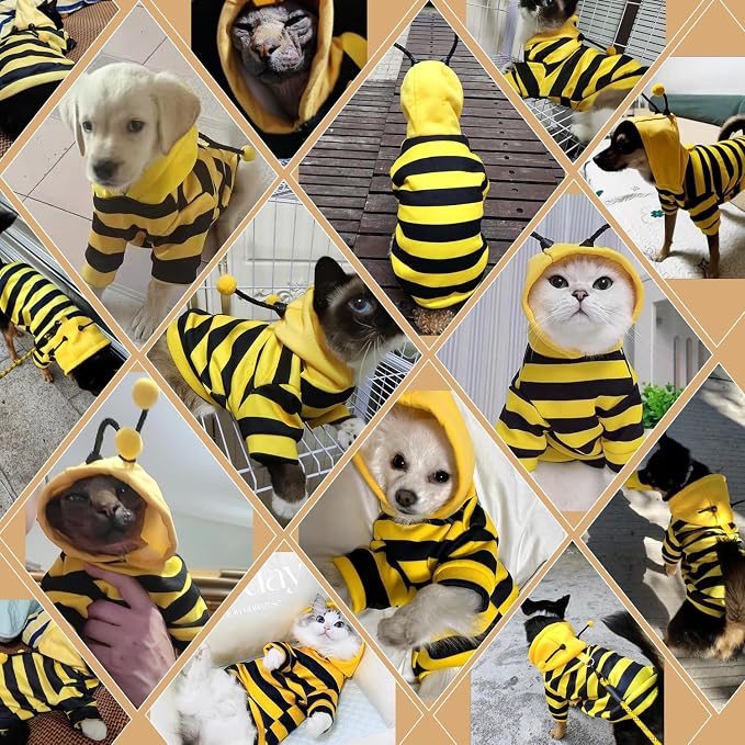 DENTRUN Sphynx Hairless Cats Costume Funny Bee Warm Winter Sweater Cute - Image 7