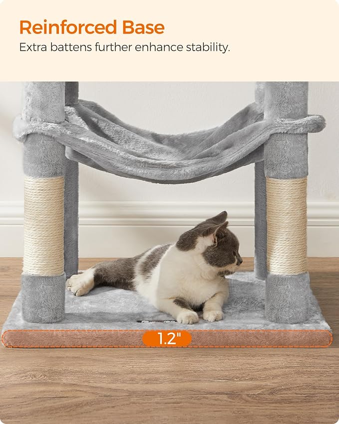 Feandrea Cat Tree, 55.1-Inch Cat Tower, Plush Multi-Level Condo - Image 9