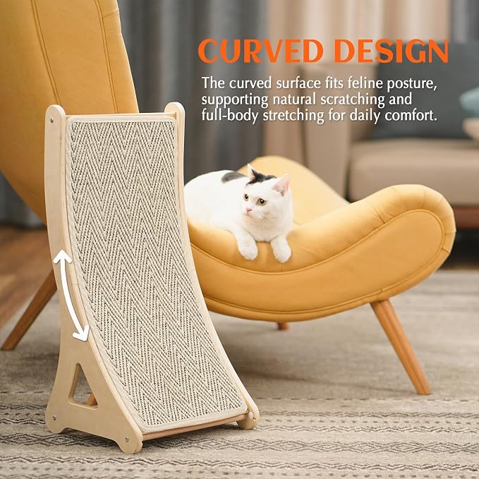 PETKARAY Curved Cat Scratcher, Sisal Kitty Scratching Ramp, L Shape Scratch Pad - Image 4
