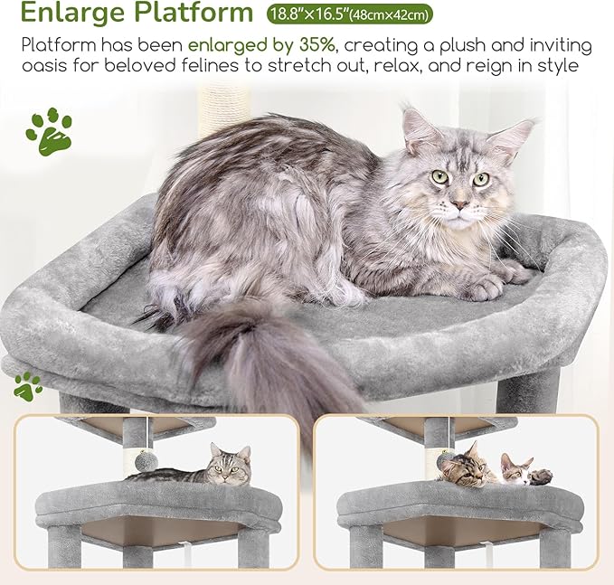 Globlazer Extra Large Platform Cat Tree, 65in Sturdy Cat Tree - Image 3
