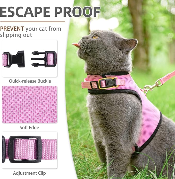 PUPTECK Soft Mesh Cat Vest Harness and Leash Set Puppy Padded Pet Harnesses - Image 3