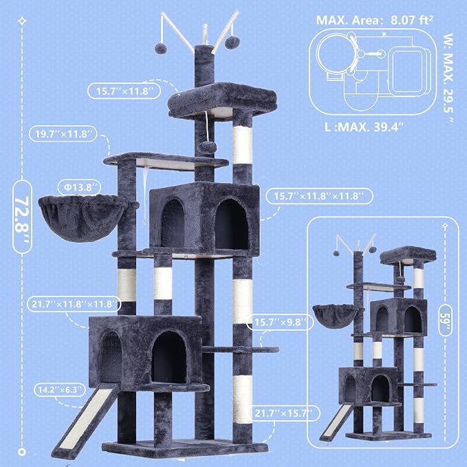 Hey-brother Cat Tree Tower, Sturdy Scratching Posts - Image 3