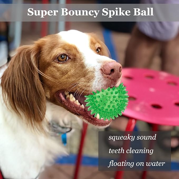 6pack Squeaky Dog Toys Spiky Dog Balls Cleans Teeth and Promotes Dental and Gum - Image 3