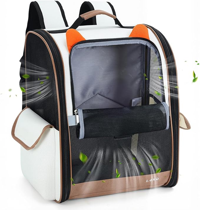 Lekereise Ventilated Dog Backpack Carriers, Cat Carrier Backpacks by Lekereise