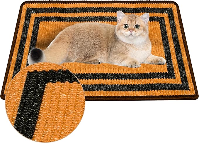 Cat Scratcher Mat, 23.6x15.7 Inch Natural Sisal Cat Scratch Pad, Horizontal Cat by LESISSMER